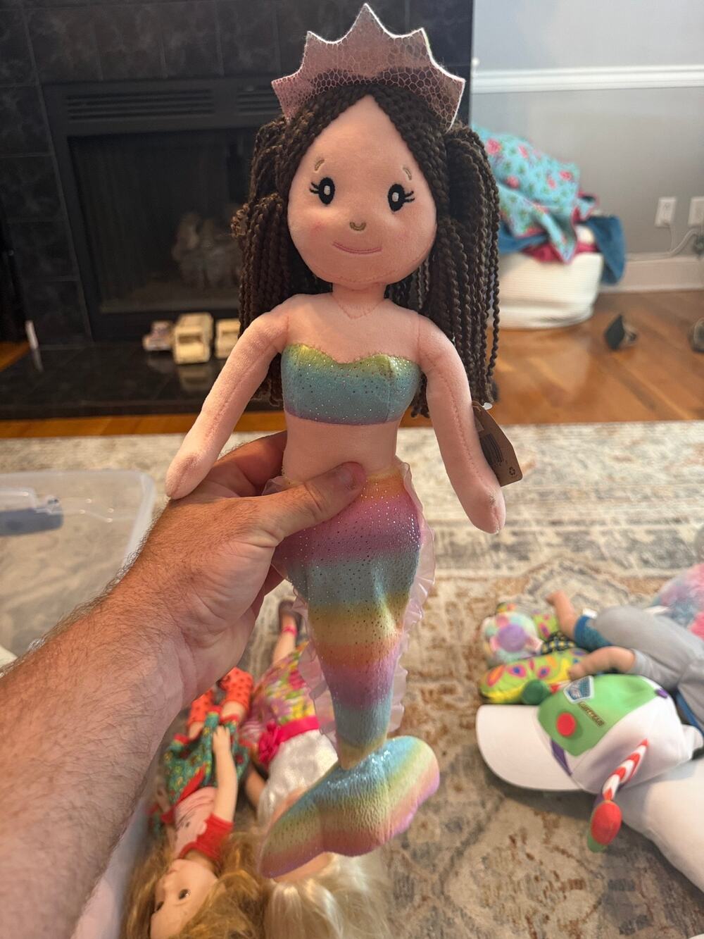 The Petting Zoo Rainbow Mermaid Princess Plush Doll Crown Braided Hair w/ Tag